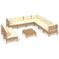 vidaXL Muebles de jardín 10 pzas y cojines madera de pino marrón miel