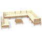 vidaXL Muebles de jardín 11 pzas y cojines madera de pino marrón miel vidaXL Muebles de jardín 11 pzas y cojines madera de pino marrón miel