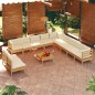 vidaXL Muebles de jardín 12 pzas y cojines madera de pino marrón miel vidaXL Muebles de jardín 12 pzas y cojines madera de pino marrón miel