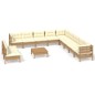 vidaXL Muebles de jardín 12 pzas y cojines madera de pino marrón miel vidaXL Muebles de jardín 12 pzas y cojines madera de pino marrón miel