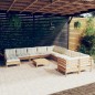 vidaXL Muebles de jardín 12 pzas y cojines madera de pino marrón miel vidaXL Muebles de jardín 12 pzas y cojines madera de pino marrón miel