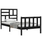 vidaXL Estructura de cama con cabecero madera maciza negro 100x200 cm vidaXL Estructura de cama con cabecero madera maciza negro 100x200 cm