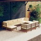 vidaXL Muebles de jardín 10 pzas y cojines madera de pino marrón miel vidaXL Muebles de jardín 10 pzas y cojines madera de pino marrón miel