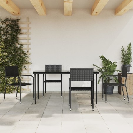 vidaXL Juego de comedor de jardín 5 piezas ratán sintético negro