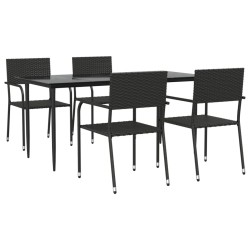 vidaXL Juego de comedor de jardín 5 piezas ratán sintético negro