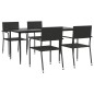 vidaXL Juego de comedor de jardín 5 piezas ratán sintético negro vidaXL Juego de comedor de jardín 5 piezas ratán sintético negro