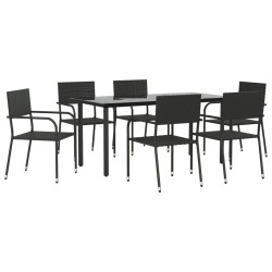 vidaXL Juego de comedor de jardín 7 piezas ratán sintético negro