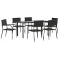 vidaXL Juego de comedor de jardín 7 piezas ratán sintético negro vidaXL Juego de comedor de jardín 7 piezas ratán sintético negro