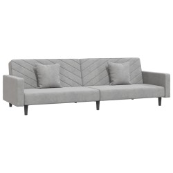 vidaXL Sofá cama de 2 plazas con dos almohadas terciopelo gris claro