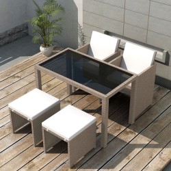 vidaXL Set comedor de jardín 5 piezas y cojines ratán sintético beige