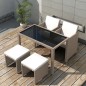 vidaXL Set comedor de jardín 5 piezas y cojines ratán sintético beige vidaXL Set comedor de jardín 5 piezas y cojines ratán sintético beige