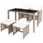 vidaXL Set comedor de jardín 5 piezas y cojines ratán sintético beige vidaXL Set comedor de jardín 5 piezas y cojines ratán sintético beige