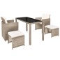 vidaXL Set comedor de jardín 5 piezas y cojines ratán sintético beige vidaXL Set comedor de jardín 5 piezas y cojines ratán sintético beige