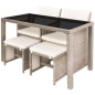 vidaXL Set comedor de jardín 5 piezas y cojines ratán sintético beige vidaXL Set comedor de jardín 5 piezas y cojines ratán sintético beige