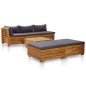 vidaXL Muebles de jardín 6 pzas y cojines madera de acacia gris oscuro vidaXL Muebles de jardín 6 pzas y cojines madera de acacia gris oscuro