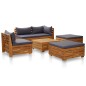 vidaXL Muebles de jardín 6 pzas y cojines madera de acacia gris oscuro vidaXL Muebles de jardín 6 pzas y cojines madera de acacia gris oscuro