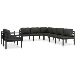 vidaXL Set muebles de jardín 8 pzas y cojines aluminio gris antracita 