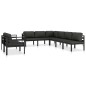 vidaXL Set muebles de jardín 8 pzas y cojines aluminio gris antracita vidaXL Set muebles de jardín 8 pzas y cojines aluminio gris antracita