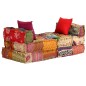 vidaXL Puf modular de 3 plazas de tela patchwork vidaXL Puf modular de 3 plazas de tela patchwork