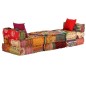 vidaXL Puf modular de 3 plazas de tela patchwork vidaXL Puf modular de 3 plazas de tela patchwork