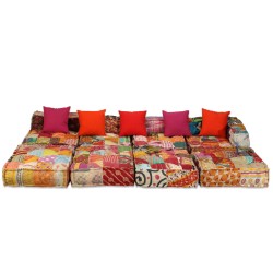 vidaXL Puf modular de 3 plazas de tela patchwork