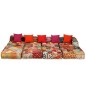 vidaXL Puf modular de 3 plazas de tela patchwork vidaXL Puf modular de 3 plazas de tela patchwork