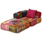 vidaXL Puf modular de 3 plazas de tela patchwork vidaXL Puf modular de 3 plazas de tela patchwork