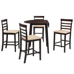 vidaXL Set mesa y sillas de bar 5 piezas madera maciza marrón oscuro