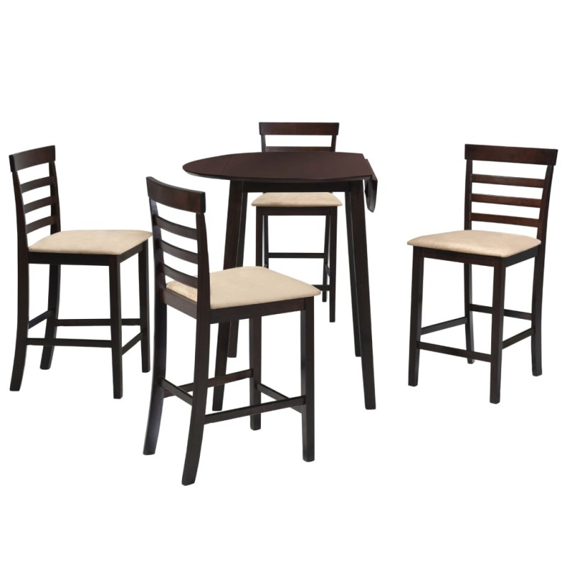 vidaXL Set mesa y sillas de bar 5 piezas madera maciza marrón oscuro vidaXL Set mesa y sillas de bar 5 piezas madera maciza marrón oscuro