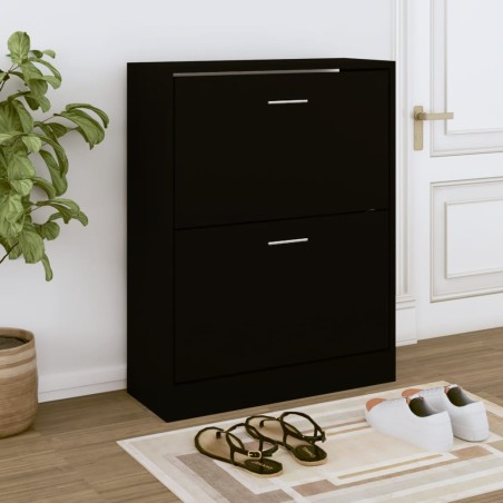 vidaXL Mueble zapatero madera contrachapada negro 63x24x81 cm