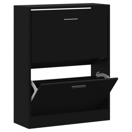 vidaXL Mueble zapatero madera contrachapada negro 63x24x81 cm