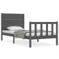 vidaXL Estructura de cama con cabecero madera maciza gris vidaXL Estructura de cama con cabecero madera maciza gris