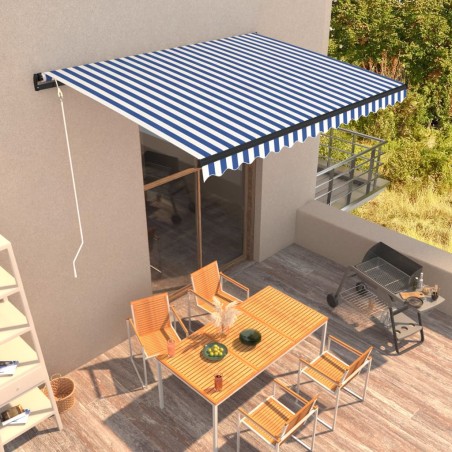 vidaXL Toldo automático retráctil azul y blanco 400x300 cm