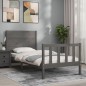vidaXL Estructura de cama con cabecero madera maciza gris vidaXL Estructura de cama con cabecero madera maciza gris