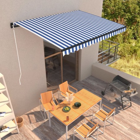 vidaXL Toldo manual retráctil azul y blanco 400x300 cm
