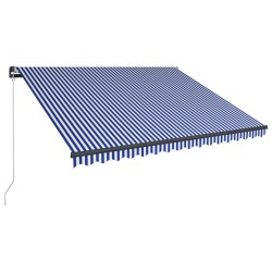 vidaXL Toldo manual retráctil azul y blanco 400x300 cm