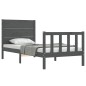 vidaXL Estructura de cama con cabecero madera maciza gris vidaXL Estructura de cama con cabecero madera maciza gris