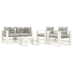  vidaXL Set muebles de palets de jardín 5 pzas madera cojines taupe