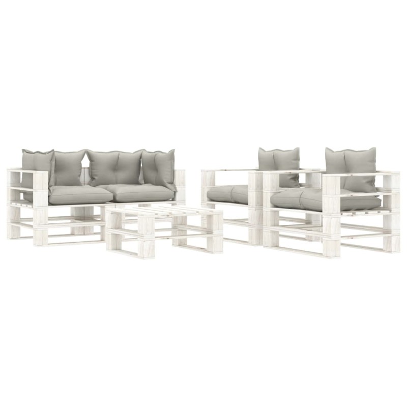 vidaXL Set muebles de palets de jardín 5 pzas madera cojines taupe vidaXL Set muebles de palets de jardín 5 pzas madera cojines taupe