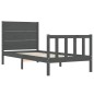 vidaXL Estructura de cama con cabecero madera maciza gris vidaXL Estructura de cama con cabecero madera maciza gris