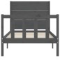 vidaXL Estructura de cama con cabecero madera maciza gris vidaXL Estructura de cama con cabecero madera maciza gris