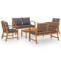 vidaXL Muebles de jardín 5 pzas cojines madera maciza de acacia vidaXL Muebles de jardín 5 pzas cojines madera maciza de acacia