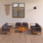 vidaXL Muebles de jardín 8 pzas con cojines gris oscuro madera acacia 