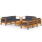 vidaXL Muebles de jardín 8 pzas con cojines gris oscuro madera acacia 