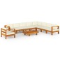 vidaXL Muebles de jardín 10 pzas cojines crema madera de acacia 