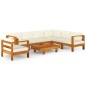 vidaXL Muebles de jardín 8 pzas cojines blanco crema madera de acacia vidaXL Muebles de jardín 8 pzas cojines blanco crema madera de acacia
