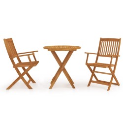 vidaXL Comedor de jardín plegable 3 piezas madera maciza de acacia