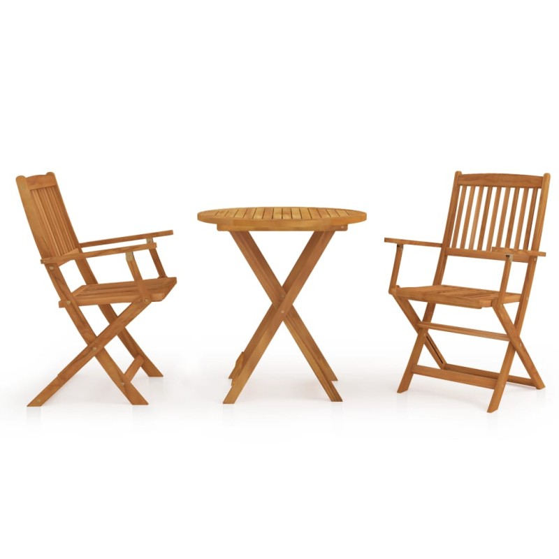 vidaXL Comedor de jardín plegable 3 piezas madera maciza de acacia vidaXL Comedor de jardín plegable 3 piezas madera maciza de acacia