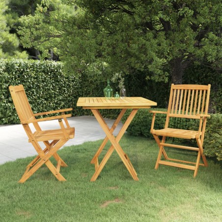 vidaXL Comedor de jardín plegable 3 piezas madera maciza de acacia