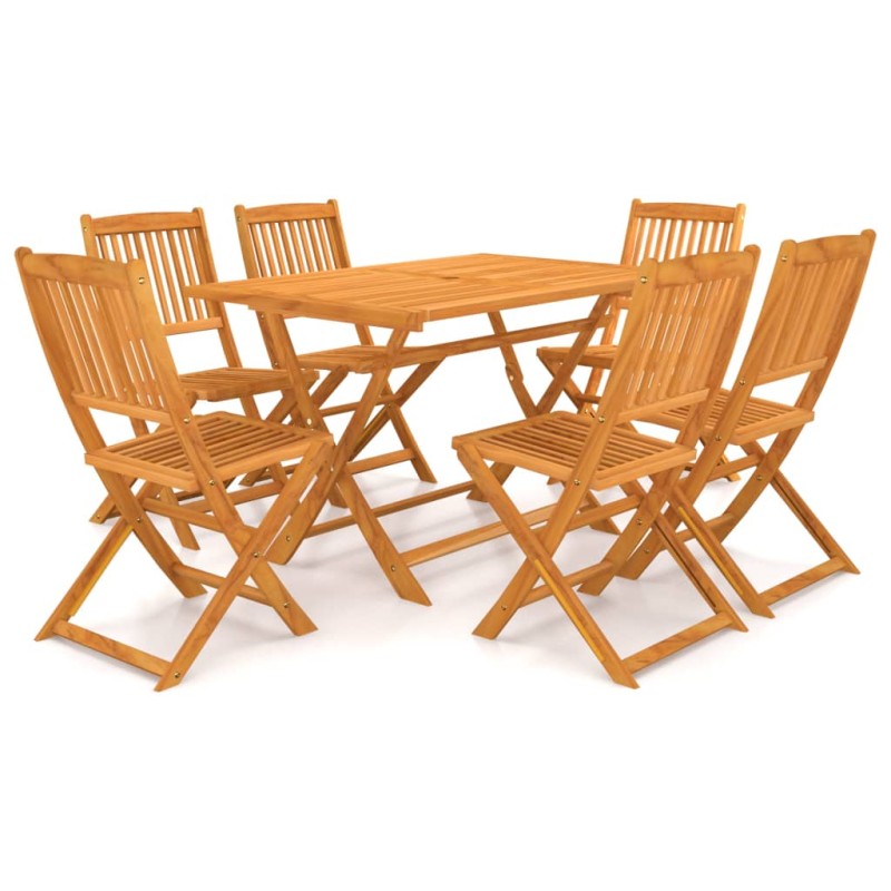 vidaXL Set comedor de jardín plegable 7 piezas madera maciza de acacia vidaXL Set comedor de jardín plegable 7 piezas madera maciza de acacia